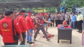 Ritual penyembelihan babi aksi demonstrasi warga Sujau di halaman Perusahaan Perkebunan Kelapa Sawit PT Nunukan Bara Sukses (NBS)