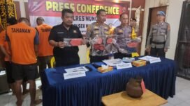 Rilis pers kasus pencuri candu Judol dan narkoba di Mapolsek Nunukan Kota,