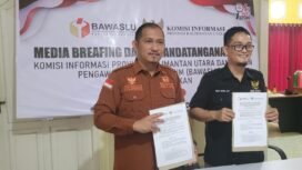 Bawaslu Nunukan teken MoU dengan KI Kaltara untuk komitmen transparan dalam kinerja dan pengawasan,