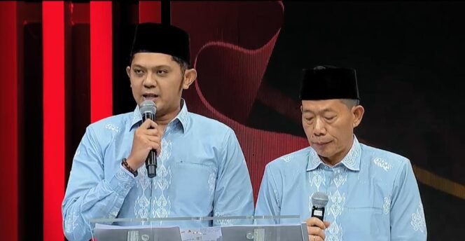 
					Paslon GAAS di debat perdana yang digelar stasiun TV swasta di Jakarta, Senin (4/11/2024).