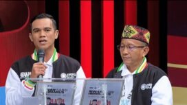 Paslon IRAMA saat tampil di debat perdana di salah satu TV swasta nasional di Jakarta, Senin (4/11/2024).
