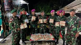 Satgas Pamtas Yonarmed 11 Kostrad bersama Satgasmar Ambalat XXX mengamankan kosmetik illegal asal Malaysia,