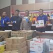 Polres Nunukan gelar jumpa pers penangkapan ratusan barang elektronik dan ballpres di Sebatik,