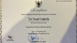 Piagam penghargaan Tari Tidung Tungal Kuda dari Kementrian Kebudayaan RI untuk Pemprov Kaltara,