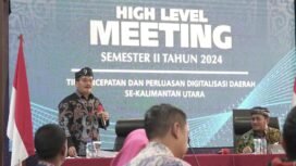 Pjs Gubernur Kaltara, Togap Simangunsong dalam acara high level meeting terkait digitalisasi transaksi daerah,