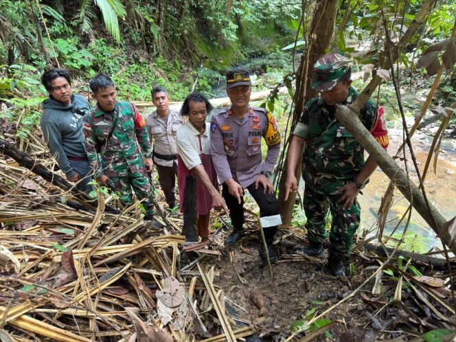 
					Polisi dan TNI di Pulau Sebatik, mengamankan amunisi jenis mortir yang ditemukan seorang pemburu, Fransiscus Hati Erap di kawasan Hutan Lindung Pulau Sebatik,