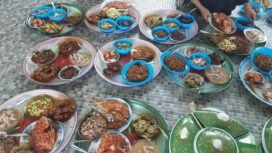 Sajian menu dalam tradisi Manre Sipulung di momen Isra' Mi'raj di Sei Taiwan, Pulau Sebatik, Senin (27/1/2025). dok.Kahar.