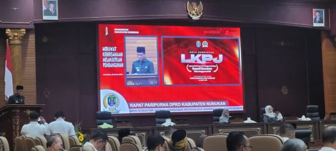 
					Rapat Paripurna Ke - 4 Masa Persidangan ke II Tahun Sidang 2024 - 2025 dengan agenda Penyampaian Laporan Keterangan Pertanggung Jawaban (LKPJ) Bupati Nunukan Tahun Anggran 2024, Rabu (26/3/2025).