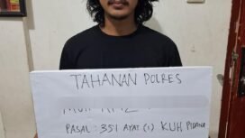 MA (24) pemuda mahasiswa pelaku penganiayaan kekasihnya di Pulau Sebatik, diamankan polisi. MA dijerat pasal 351 KUHP,