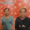 Foto dua tersangka pencuri besi begel diamankan polisi. 