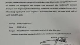Surat tantangan mubahalah yang dilayangkan dr Dulman kepada Nurhasanah, yang tersebar di Medsos.