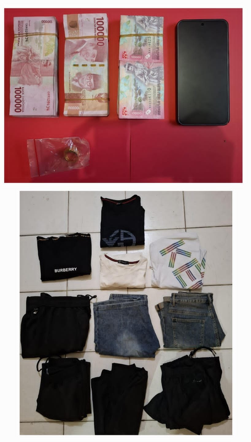 Barang bukti yang diamankan dari dua pencuri sarang burung walet Tanjung Haus, Kelurahan Tanjung Harapan, Nunukan Selatan. Hasil penjualan sarang walet curian digunakan untuk memenuhi gaya hidup.