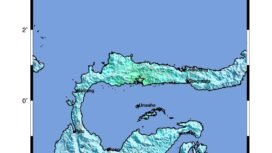 Peta lokasi gempa tektonik magnitudo 6,0 yang dirilis BMKG Nunukan,