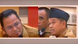 Gubernur Kaltim, Rudy Mas'ud dan Gubernur Jawa Barat, Ded Mulyadi, 
saat RDP di Gedung DPR RI, Jakarta, Selasa (29/4/2025).