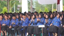Suasana pelantikan dan penyerahan SK PPPK dan PNS di Kantor Bupati Nunukan, Kamis (24/5/2025).