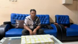 Tersangka penyelundup 6000 butir detonator, R (34), diamankan Satpolairud Polres Nunukan.