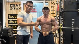 Atlet Fitness Nunukan, Anggi Yanto Saputra yang akan berlaga di FORNAS VIII NTB bersama pelatihnya, Mukhlis,