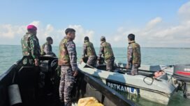 Operasi pencarian hari kedua untuk 2 ABK yang hilang di Perairan Tanjung Aru, Pulau Sebatik. Dok. Penerangan LANAL Nunukan.