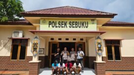 4 Pencuri kelapa sawit milik PT KHL diamankan di Mapolsek Sebuku. Dok.Polsek Sebuku.