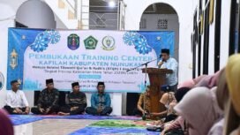 Kabag Kesra Sekretariat Daerah Kab. Nunukan, Khairil menyampaikan sambutan Bupati Nunukan, Irwan Sabri. pada pembukaan TC MTQ tingkat Provinsi Kaltara 2025.