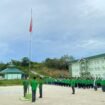 Para Santri/Santriwati Ponpes As'Adiyah sedang melaksanakan upacara bendera. (Dok.Kamal Soreyanto).