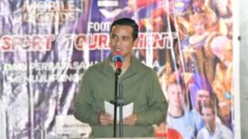 Bupati Nunukan, Irwan Sabri saat memberi sambutan di grand Final E sport, di Taman Baca Adil Perpustakaan Nunukan, (Dok.Prokopim).