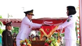 Bupati Nunukan Irwan Sabri saat memimpin Upacara HUT RI perdana, Minggu (17/8/2025). Dok. Prokopim.