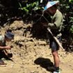 Rimbawan TANAKAME sedang mencocokkan jejak kaki satwa liar yang ditemukan di Desa Tetagas, Lumbis Hulu. Dok.TNKM.