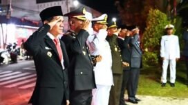 Bupati Nunukan mengikuti Upacara Kehormatan dan Renungan Suci jelang HUT 80 RI di TMP Jaya Sakti. Dok.Prokopim.
