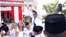 Perayaan tuntasnya tugas Paskibra Nunukan mengibarkan dan menurunkan Bendera Merah Putih pada Upacara HUT 80 RI, Minggu (17/8/2025). Dok.Prokopim.