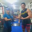 Atlet womens fitness Nunukan, Dorkas Billy Daud bersama pelatihnya, Kurniawan.