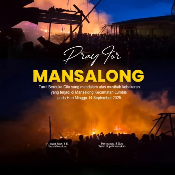 
					Pemerintah Kabupaten Nunukan, menyampaikan duka mendalam atas musibah kebakaran besar yang terjadi di Mansalong, Kecamatan Lumbis, Minggu (14/9/2025) dini hari. Dok.Prokopim.