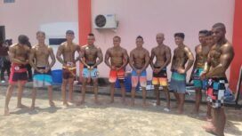 Atlet Gym dan Fitness Nunukan yang bertanding di Gubernur Kaltara Cup Open 2025, di Kota Tarakan, Minggu (19/10/2025).