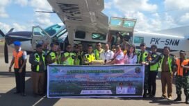 Bupati Nunukan, Irwan Sabri juga melaunching Program SOA penumpang pesawat, Senin (21/10/2025).