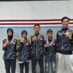 5 Atlet Taekwondo Nunukan yang berhasil membawa pulang 4 medali emas dan 1 medali perunggu dari kejuaraan 5th MBV Invitational Taekwondo Championship 2025 yang digelar di Dewan Sri Putatan, Kinabalu, Sabah, Malaysia, pada 2 – 5 Oktober 2025. Dok.Yosep.