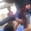 Petugas Damkar saat mengeluarkan Fikri, bocah 12 tahun yang terjebak dalam profil air karena menyelamatkan seekor kucing. Dok.Disdamkar.