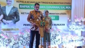 Kajati Kaltara, Yudi Indra Gunawan saat ramah tamah pada kunjungan perdananya ke Kabupaten Nunukan, Selasa (18/11/2025). Dok.Prokopim.