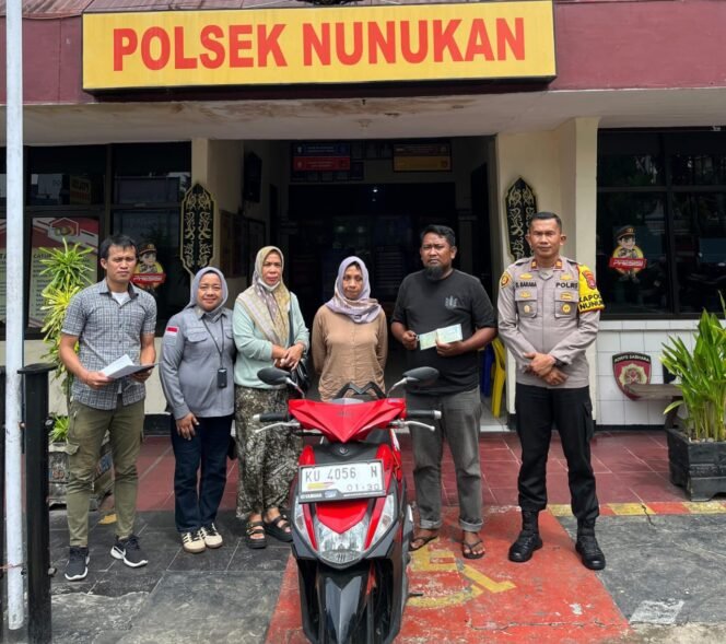 
					Polsek Nunukan berhasil menyelesaikan kasus penggelapan motor rental dengan restorative justice. IRT SR (42) nekat melakukan penggelapan karena desakan ekonomi. Dok.Polsek Nunukan.