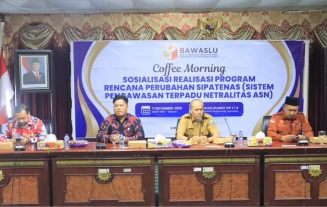
					Badan Pengawas Pemilu (Bawaslu) Provinsi Kalimantan Utara (Kaltara), mensosialisasikan Sistem Pengawasan Terpadu Netralitas ASN (SIPATENAS), di ruang VIP lantai 4, Kantor Bupati Nunukan, Selasa (11/11/2025). Dok.Prokopim.