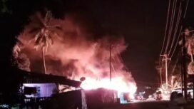 Dua unit kios di Nunukan Selatan, terbakar pada Senin (26/1/2026) malam. Dok.Haerul.