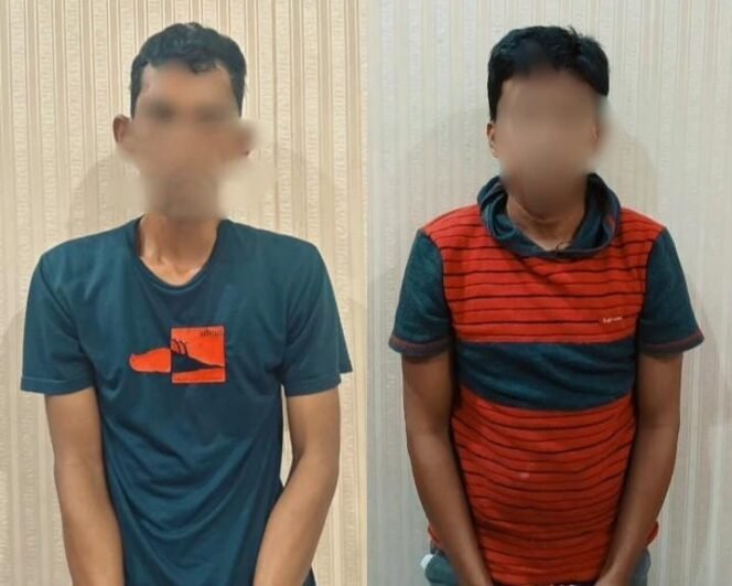 
					Dua pemain narkoba yang diamankan polisi dalam penggerebekan di Kampung Rambutan, Nunukan Timur, Senin (5/1/2026). Dok.Polres Nunukan.