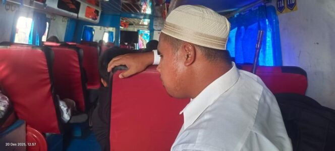 
					Suhaedir, atlet tuna netra Nunukan saat berangkat ke Tarakan untuk proses klasifikasi atlet. Dok.NPCI Kaltara.