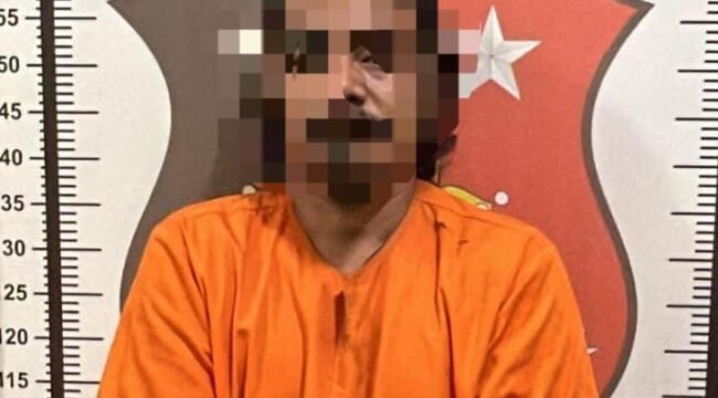 M (33) warga Jalan Pembangunan RT 010 Nunukan Barat, diamankan polisi karena berkelahi dengan kakak kandungnya hingga melukai wajah kakaknya hingga berdarah. Dok.Polsek Nunukan.