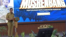 Bupati Nunukan, Irwan Sabri saat memberi sambutan di Musrenbang 2026, Senin (30/3/2026). Dok.Diskominfotik.