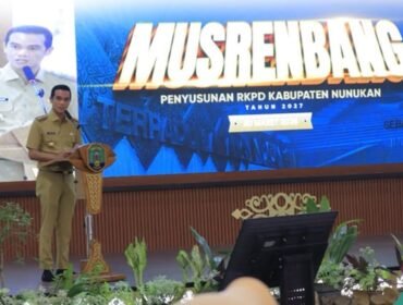 Bupati Nunukan, Irwan Sabri saat memberi sambutan di Musrenbang 2026, Senin (30/3/2026). Dok.Diskominfotik.