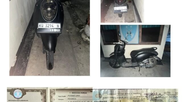 Barang bukti pidana penggelapan motor milik nenek 61 tahun oleh residivis benama WA, warga Jalan Pasar Sentral Inhutani. Dok.Polres Nunukan.