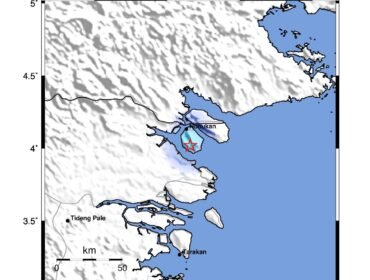 Titik lokasi gempa magnitudo 2,7 di Kota Tarakan, Kaltara. Dok.BMKG.