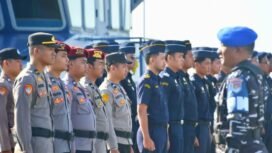 Apel Gelar Pasukan dalam rangka Operasi Pemberantasan Penyelundupan di wilayah Kabupaten Nunukan, yang dinisiasi Kantor Pengawasan dan Pelayanan Bea dan Cukai Tipe Madya Pabean C Nunukan, di Mako LANAL Nunukan, Senin (27/04/2026). Dok.Prokopim.