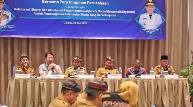 
					Silaturahmi dan Deklarasi Gubernur Kalimantan Utara bersama para Pimpinan Perusahaan dalam rangka penguatan kolaborasi pembangunan daerah melalui pemanfaatan Corporate Social Responsibility (CSR), di Hotel Lumire jakarta, Senin (20/4/2026). Dok.DPRD Kaltara.