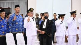 Sebanyak 208 pejabat administrator, pengawas, dan fungsional di lingkungan Pemerintah Kabupaten Nunukan, dilantik dan diambil sumpah jabatan pada Selasa (7/4/2026). Dok.Edy Santri.